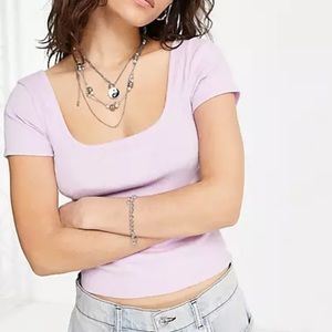 Topshop Purple Ribbed Square Neck Top!